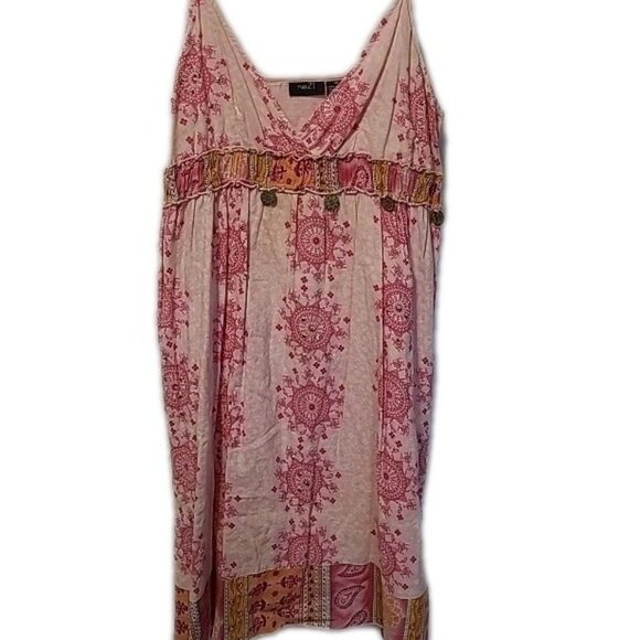 VTG Babydoll Dress Mini Rue21 Floral Medallion Jr M Y2K Coquette Romantic Sequin - Picture 9 of 16